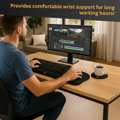 4pc Premium Wrist Rests for Keyboard and Mouse Pad Set - Memory Foam Cushion, Black - Ergonomic Wrists Hand Arm Rest Support for Laptop Computer Desk and Gaming - Carpal Tunnel Syndrome Relief