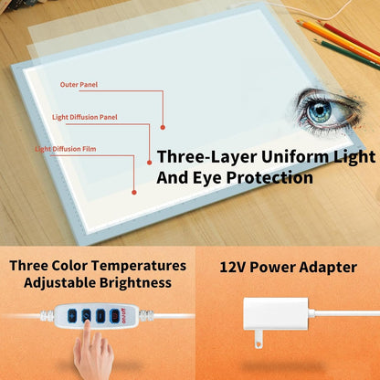 A4 LED Copy Board Light Tracing Box，Trace Light Pad for Tattoo Transferring, Drawing, Streaming, Sketching, Animation, Stenciling，USB LED Light Board for Diamond Painting