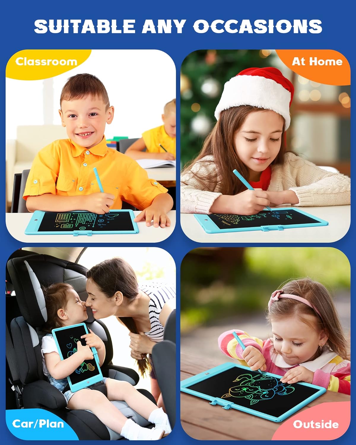 Bravokids 12 Inch LCD Writing Tablet for 3 Year Olds - Electronic Drawing Pad and Doodle Board as Educational Birthday Gifts for Girls and Boys (Pink)