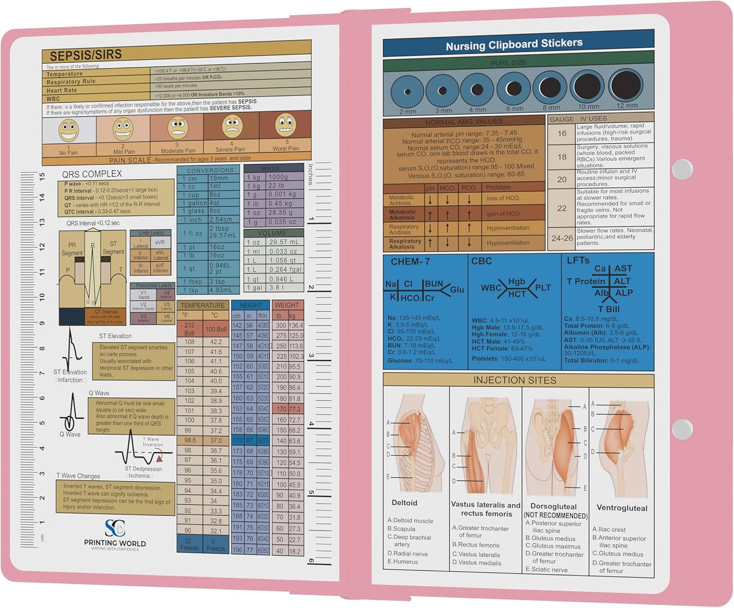 Nursing Clipboard with Nursing and Medical Edition Cheat Sheets Nursing School Essentials - Aluminum Foldable Nurse Clip Boards Essential Accessory for Efficient Patient Care (Mint)