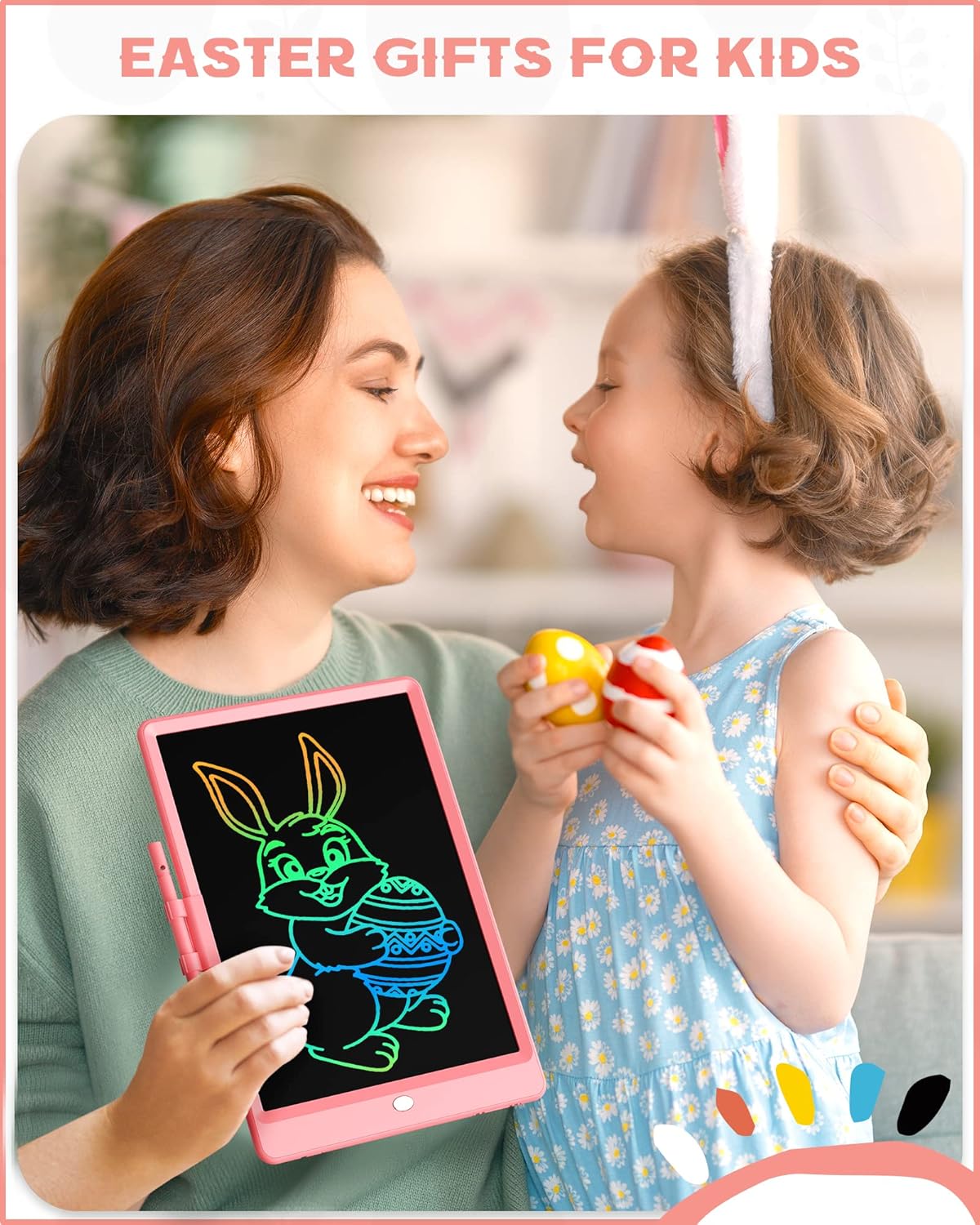 Bravokids 12 Inch LCD Writing Tablet for 3 Year Olds - Electronic Drawing Pad and Doodle Board as Educational Birthday Gifts for Girls and Boys (Pink)