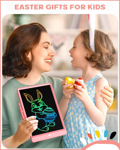 Bravokids 12 Inch LCD Writing Tablet for 3 Year Olds - Electronic Drawing Pad and Doodle Board as Educational Birthday Gifts for Girls and Boys (Pink)