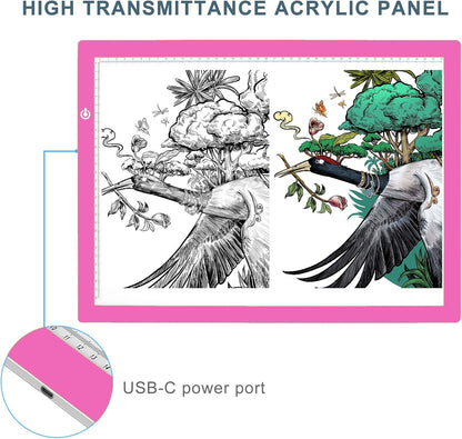 LitEnergy A3 Copy Light Board Tracing Box, Ultra-Thin Adjustable Drawing Tablet USB Power Artcraft LED Tracer Pad for Diamond Art Painting Accessories, Streaming, Sketching, Animation, Stenciling
