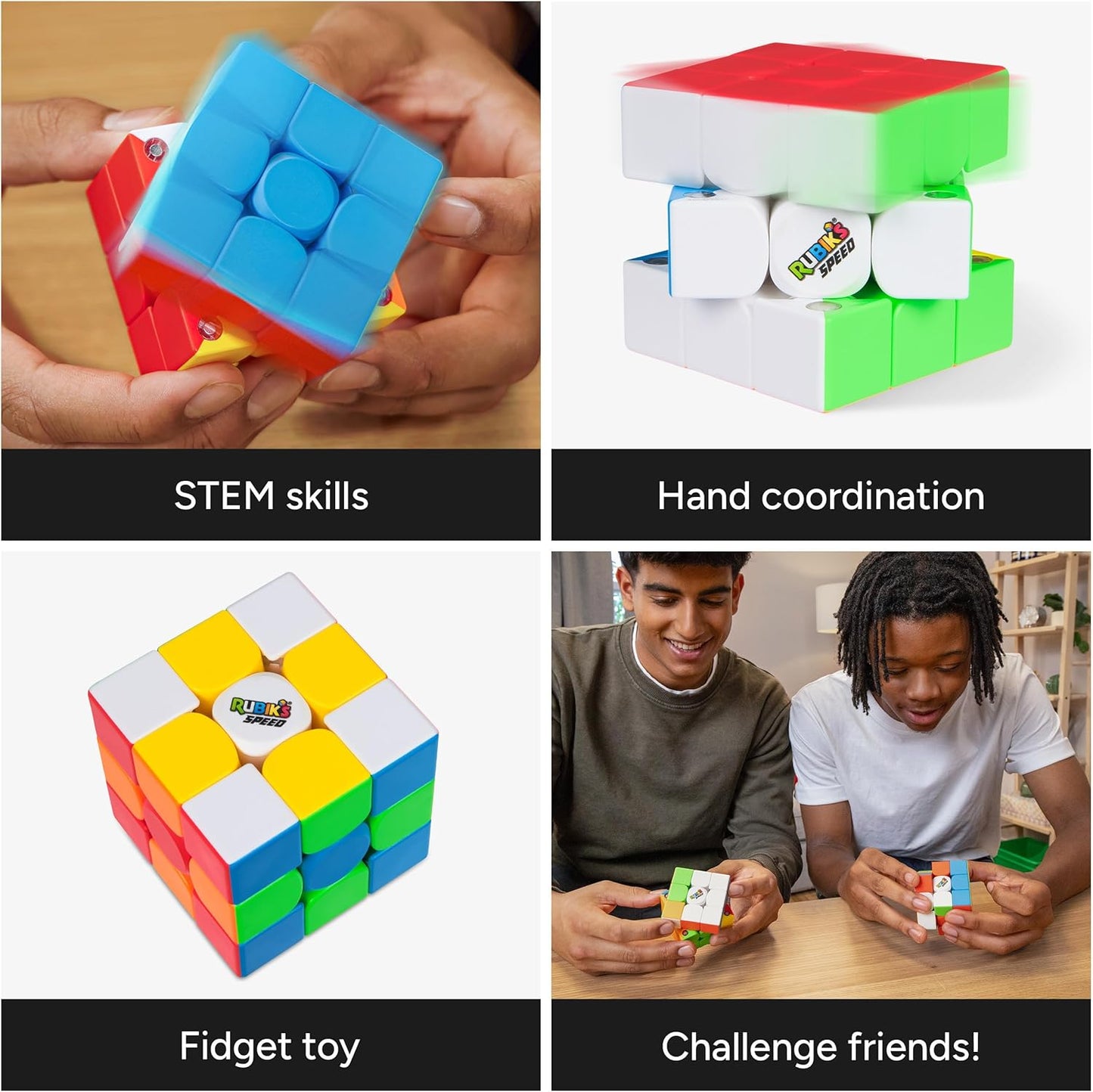 Rubik’s Cube, Timer Stand, Clear Display Device for WCA Speedcubers, Track Your Time to Solve Brain Teaser Puzzle for Adults, Problem-Solving Brain Teaser Fidget Toy for Kids, Ages 8 & Up