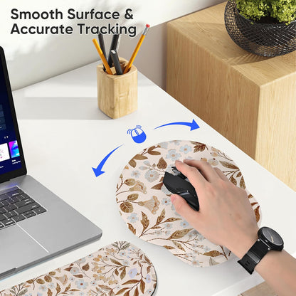 RICHEN Keyboard Wrist Rest and Mouse Pad with Wrist Support, Memory Foam Set for Gaming and Office, Comfortable & Lightweight for Easy Typing & Pain Relief (White Butterflies)