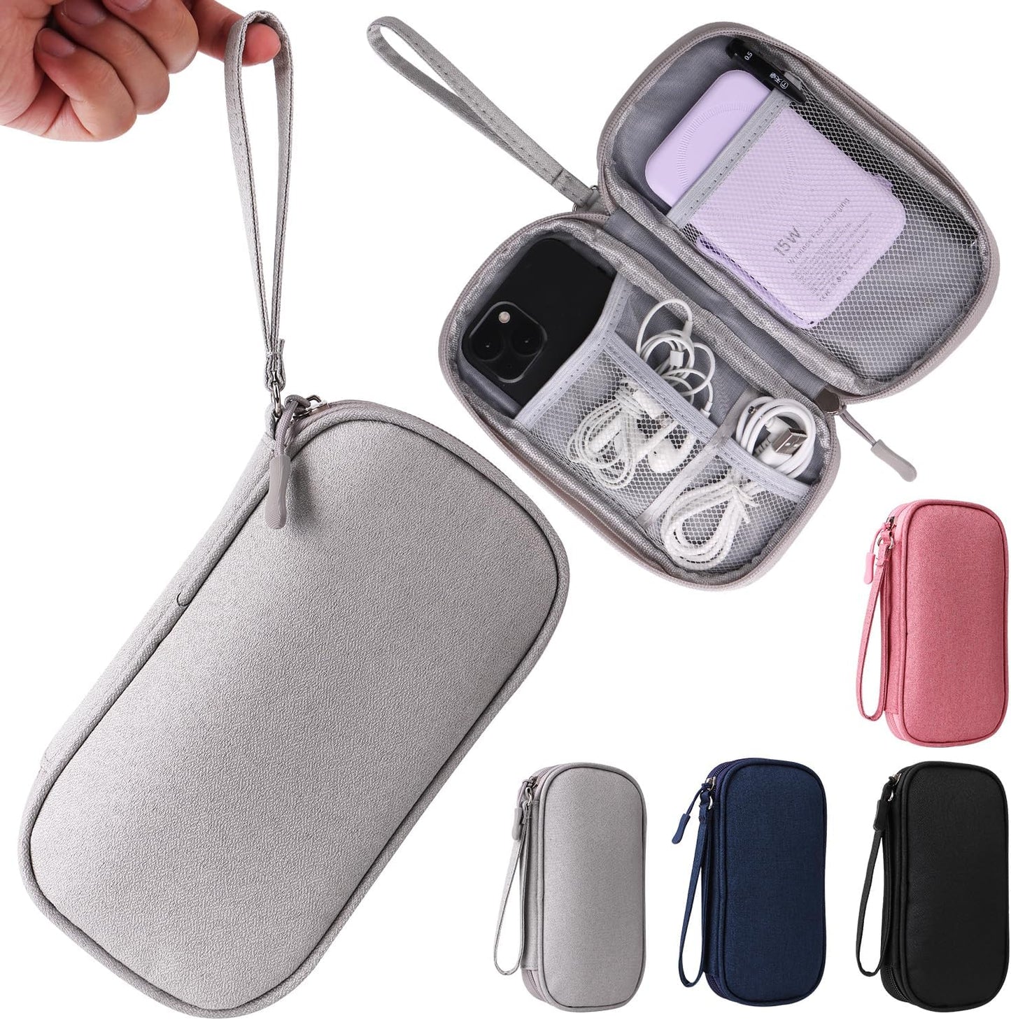 Universal Cable Organizer - Electronics Accessories Bag for Charger, Phone, Memory Cards & Travel Gadgets (Black)
