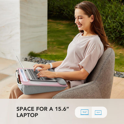 HUANUO Laptop Lap Desk - Portable Lap Desk with Pillow Cushion, Fits up to 15.6 inch Laptop, with Anti-Slip Strip & Storage Function for Home Office Students Use as Computer Laptop Stand, Book Tablet