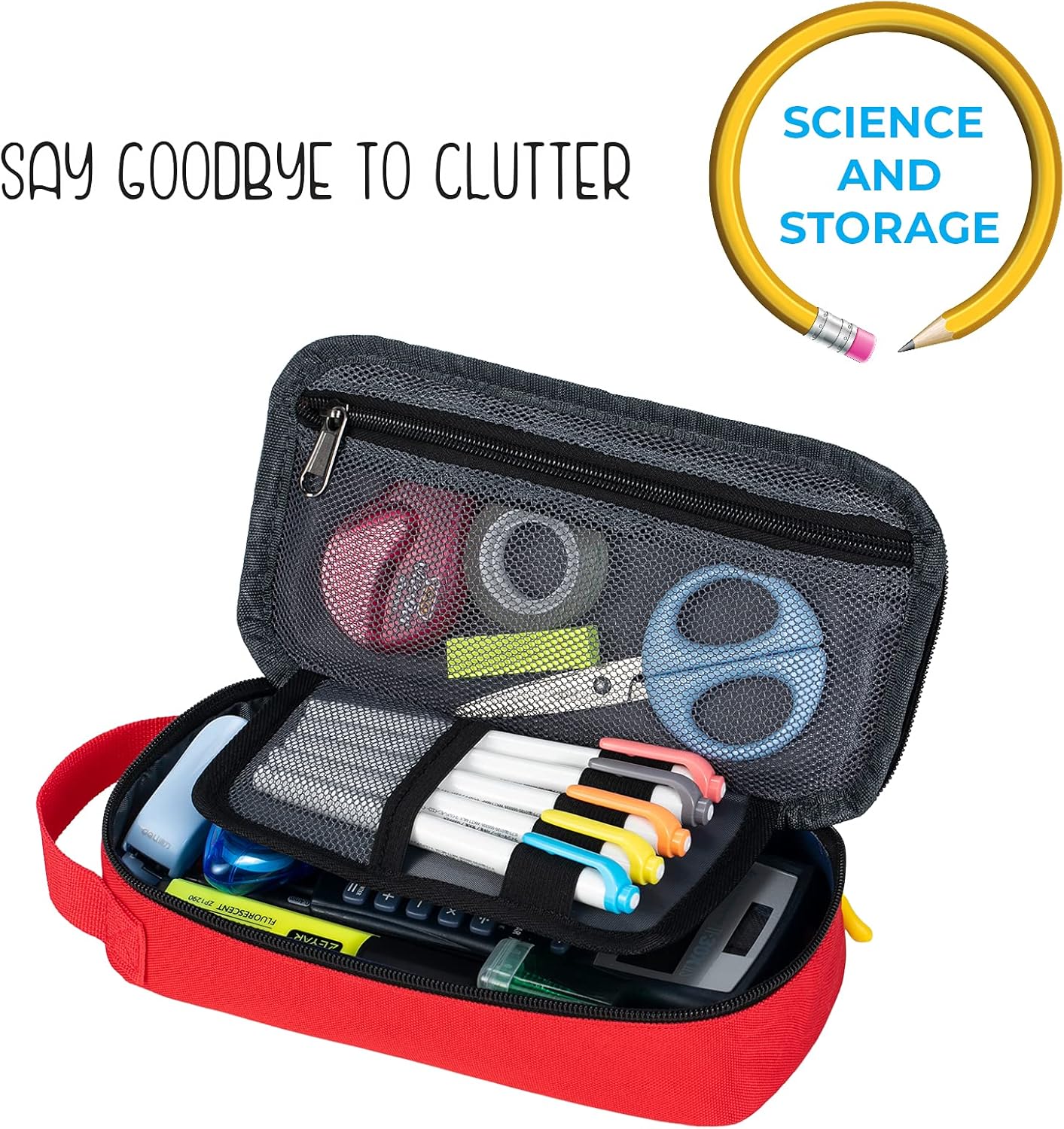 ECHSRT Large Pencil Case, Aesthetic Pen Pouch with Big Capacity, Minimalist Portable Stationery Bag with Handle for Office Organizer Aesthetic Pencil Cases