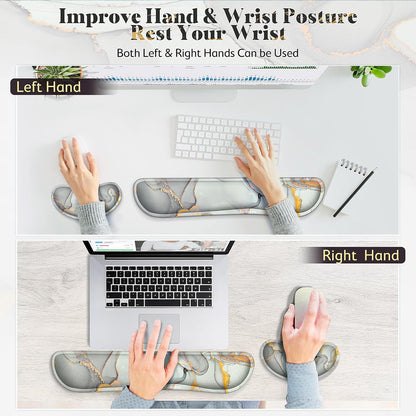 Gimars Upgrade Enlarge Silky and Superfine Fabric Gel Memory Foam Keyboard Wrist Rest Set, Ergonomic Keyboard Mouse Wrist Support for Typing Pain Relief, Comfort for Office, Gaming, Computer, Black
