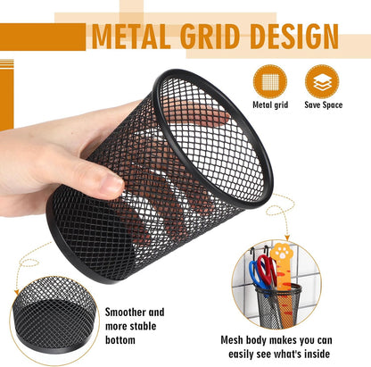 6 Sets Grid Wall Cups with Ring Hooks, hanging pencil holder Wall Mount Wire Grid Panel Pen Holder Organizer gridwall Accessories for Office Home Garage