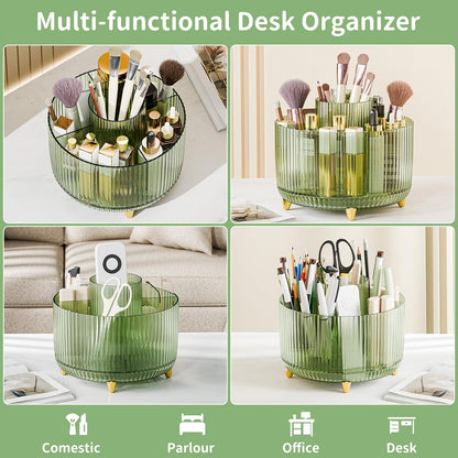 fanado 360° Rotate Makeup Brush Holder Organizer, Makeup Organizers Countertop, Makeup organization and Skincare Storage for Vanity, Desktop, Bathroom (White)