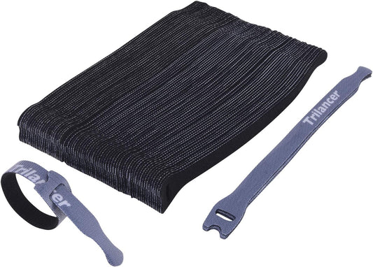 Trilancer Reusable Cable Straps Wire Ties, Pack of 50 Adjustable Cord Fastener Cable Organizer, 8 Inches (Black)