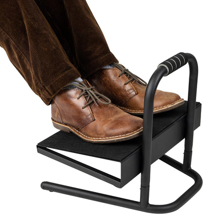 Mind Reader Foot Rest, Under Desk at Work, Ergonomic, Height Adjustable, Office, Plastic, Black
