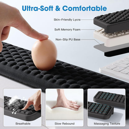 MEKASS L-Shaped Desk Wrist Rest Elbow, Forearm & Wrist Comfort Support for Table or Desk Edge, Non-Slip, Memory Foam Padding 2-Piece Set (Oval Black