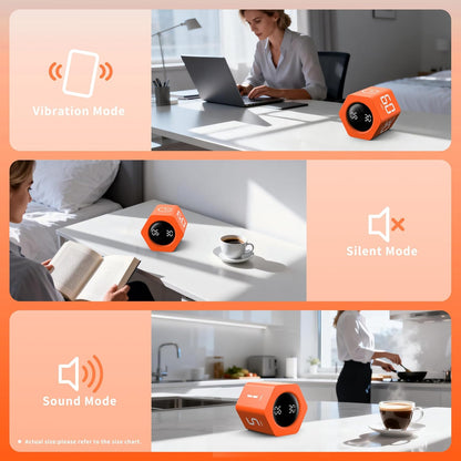 Productivity Timer 1, 5, 10, 30, 60 Minutes Preset, Desk Cube Timer with Gravity Sensor/Mute/Vibration for ADHD, Work, Study, Kitchen, Back to School (Wood Grain)