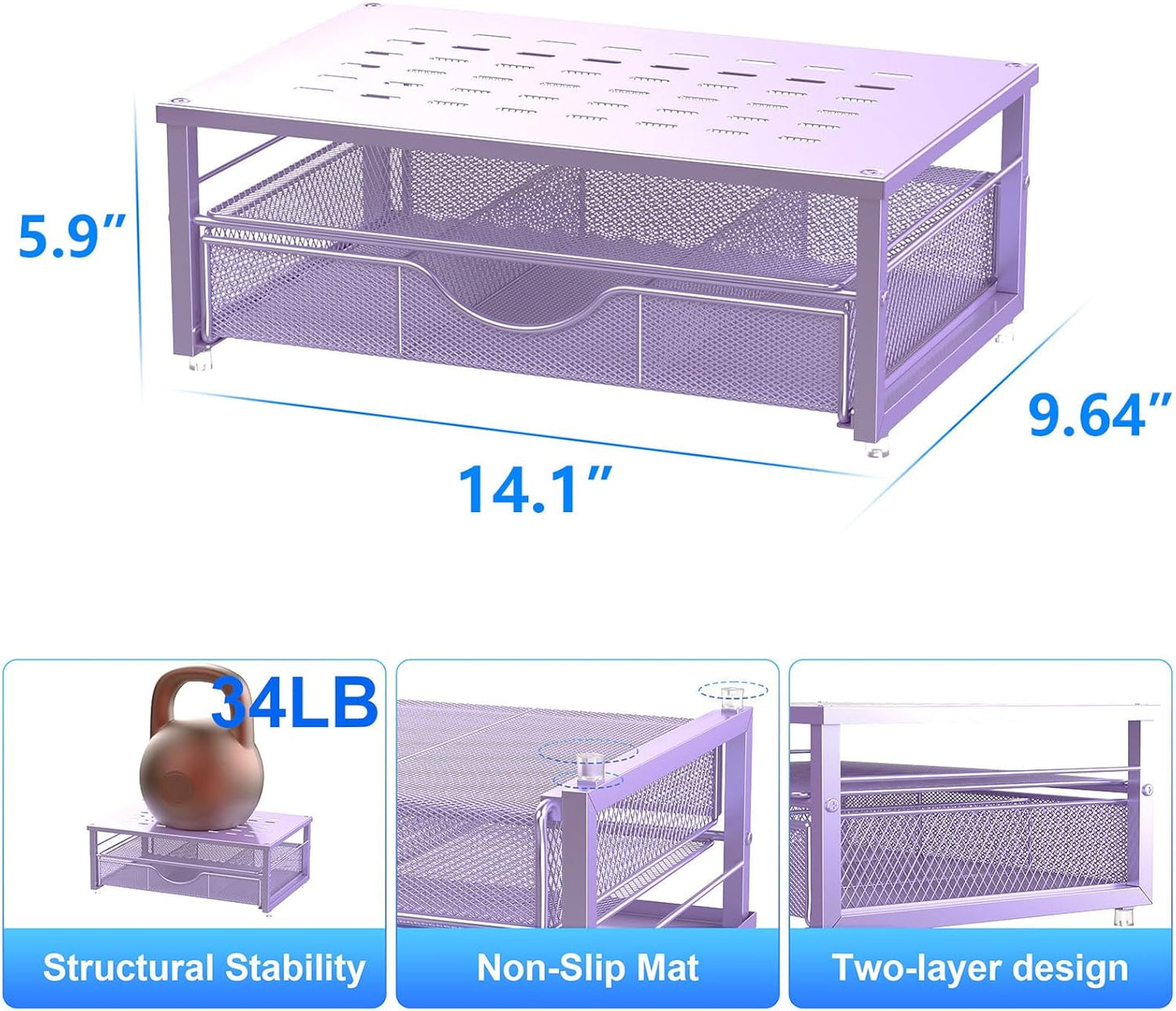 gianotter Computer Monitor Stand Riser, office organizer with Drawer, Office Organizers Storage for Classroom Office Supplies (Wood)