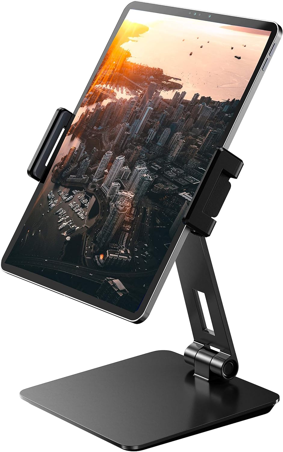 Maxonar Tablet Stand for Desk, 360° Adjustable Aluminum Alloy Swivel iPad Charging Tablet, iPad Pro Air Mini Tablet Holder for Bed Store POS Showcase Kitchen Office Drawing Desktop (6-13''), Silver