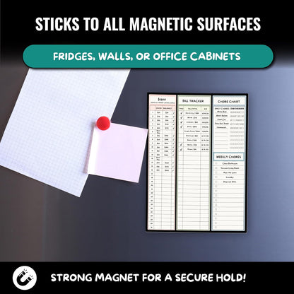 Magnetic Dry Erase Budget Planner and Bill Organizer | 10" x 14" Whiteboard Calendar for Wall or Fridge | Monthly Bill Tracker, Chore Chart, and Family Organizer | Dry Erasable Markers Included