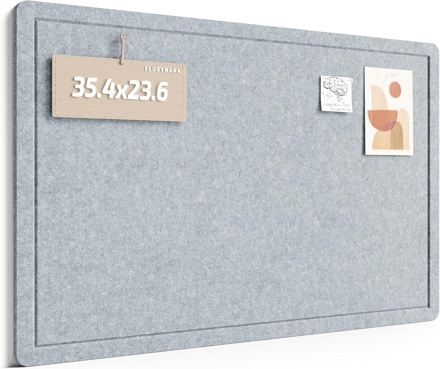 Fluxynara Bulletin Board, 23.6" x 17.5" Cork Board Alternative with 12 Safe Removable Adhesive Tabs, Foldable Felt Pin Board for Home Office, Classroom, Bedroom,Entryway for Walls—Sage
