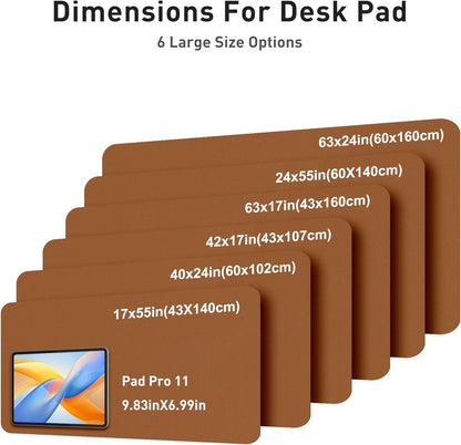 Aothia Non-Slip Waterproof PU Leather Desk Pad Protector for Mouse, Writing Desk, Office, Home, Laptop Blotter, 23.6" x 13.7", Black - Colors B