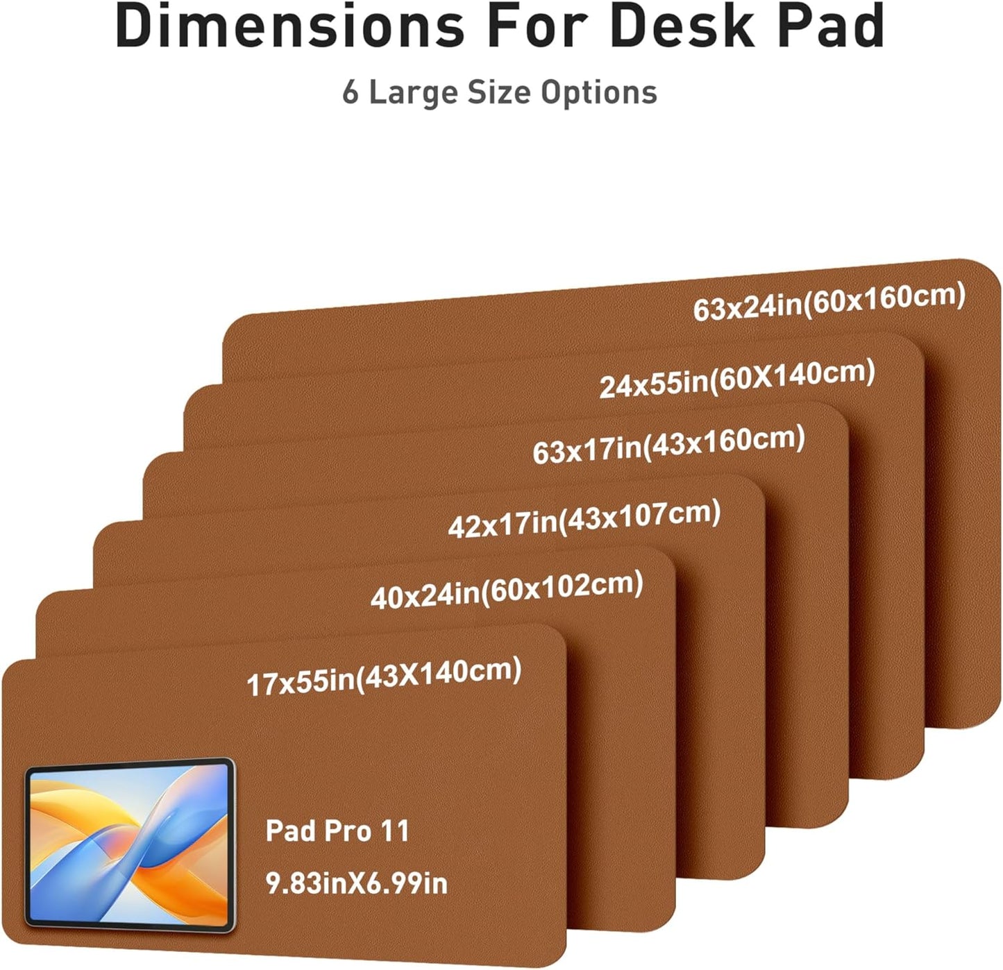 Aothia Leather Desk Pad Protector, Mouse Pad, Office Desk Mat, Non-Slip PU Leather Desk Blotter, Laptop Desk Pad, Waterproof Desk Writing Pad for Office and Home (Brown,23.6" x 13.7") - Colors A