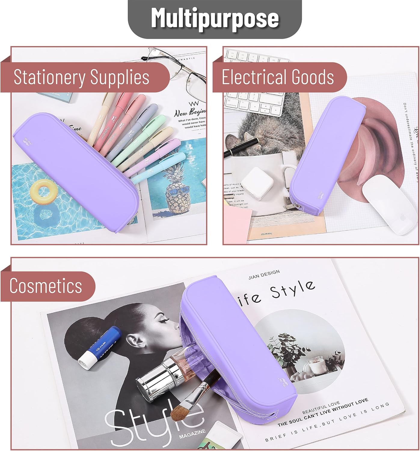 Mr. Pen- Silicone Pencil Case, Aesthetic Pencil Bag for Women, Makeup Pouch, Multifunctional Pouch for Stationery, Cosmetics and Electrical Goods Storage