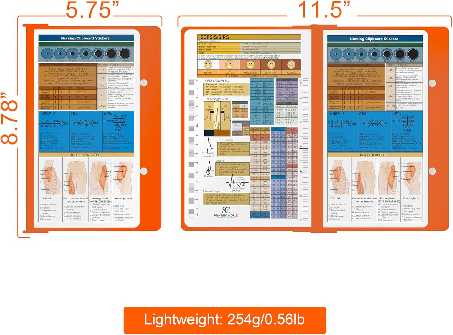 Nursing Clipboard with Nursing and Medical Edition Cheat Sheets Nursing School Essentials - Aluminum Foldable Nurse Clip Boards Essential Accessory for Efficient Patient Care (Mint)