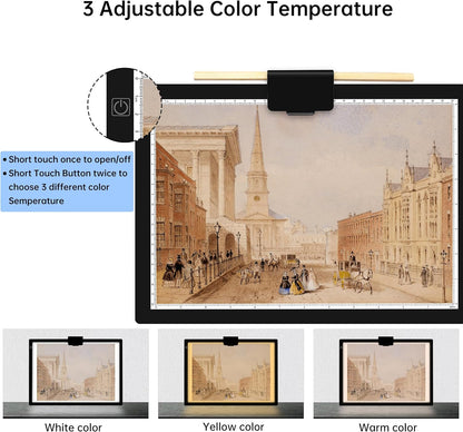 Mlife A3 Light Pad,Built in Battery Light Box,3 Colors Temperature,Stepless Brightness,Rechargeable LED Ultimate Light Board for Tracing, Diamond Art, Sketching