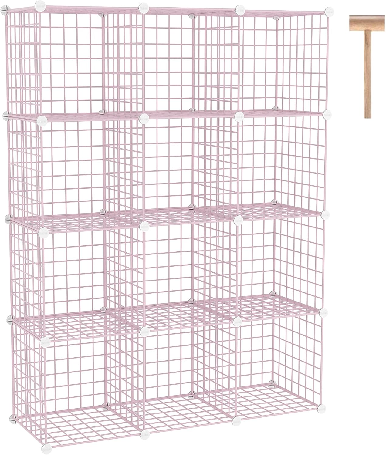 C&AHOME Wire Cube Storage, 12-Cube Storage Organizer Metal, C Grids Storage Bins Shelving, Modular Bookshelf Shelf, Closet Cabinet Ideal for Bedroom, Office 36.6”L x 12.4”W 48.4”H Black