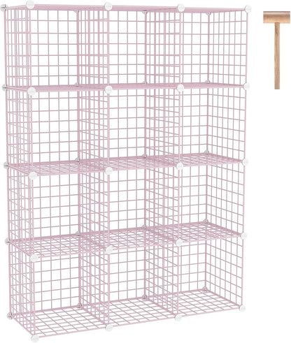 C&AHOME Wire Cube Storage, 12-Cube Storage Organizer Metal, C Grids Storage Bins Shelving, Modular Bookshelf Shelf, Closet Cabinet Ideal for Bedroom, Office 36.6”L x 12.4”W 48.4”H Black