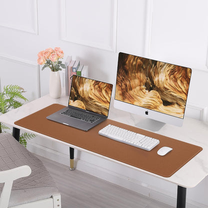 AFIING Large Desk Mat 47" x 17", Dual-Sided Natural Cork & PU Leather Desk Pad, Non-Slip Waterproof Mouse Pad for Office, Home & Gaming, Black