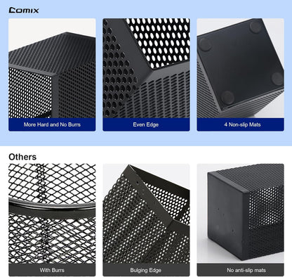 Comix Pen Holder Desk Organizer, Wire Mesh Pencil Cup with Foam Pad and Non-Slip Bottom Office Supplies Desk Accessories for Home Office School, 1 Pack