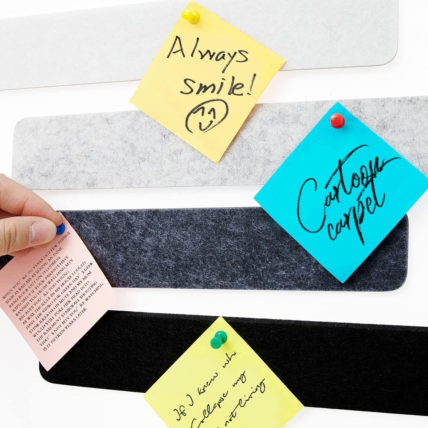 Felt Pin Board Bar Strips Bulletin Board for Bedrooms Offices Home Wall Decoration, Notice Board Self Adhesive Cork Board with 35 Push Pins for Paste Notes, Photos, Schedules
