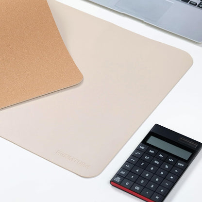 RENMTURE Desk Pad, Cork & PU Leather Desk Mat, Large Mouse pad, Non-Slip Desk Protector and Blotter, Waterproof Writing Pad, Desk Accessories and Organizers for Home Office (Light Yellow, 32"x16")