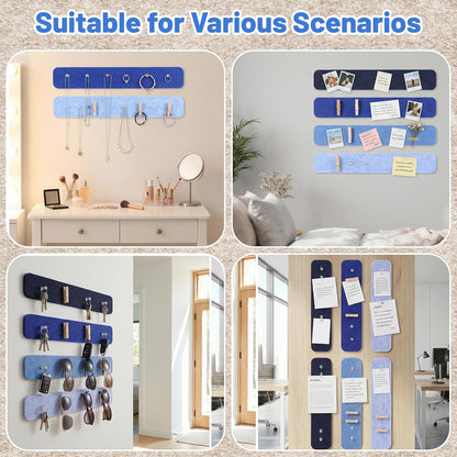Thboxes 5 Pack Felt Bulletin Board Strips, 13x2 Inch Self Adhesive Felt Pin Boards with 30 Pushpins, Cork Board for Walls Home Office Decor(Black)