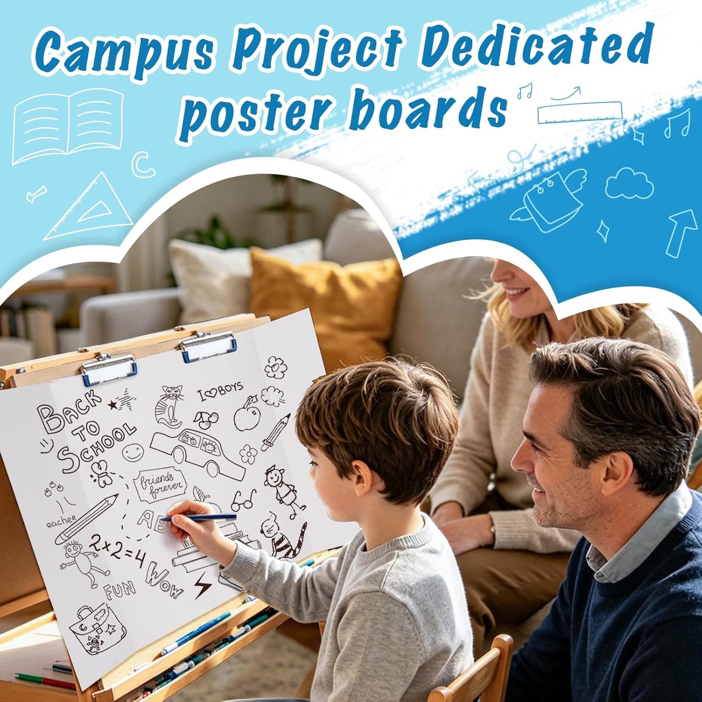 4 Pcs Small Trifold Poster Board, 21.4" x 14" Presentation Board, with Double Sided Tapes and Cardboard, White Corrugated Project Boards/Display Board for School Project/Science Fair Display Boards