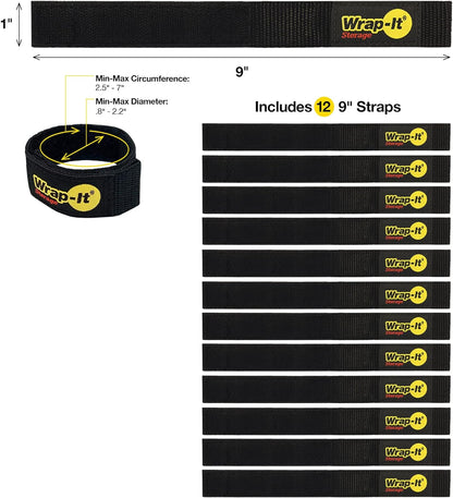 Quick-Straps by Wrap-It Storage - Assorted 20-Pack Black - Hook and Loop Hose and Cable Organizers
