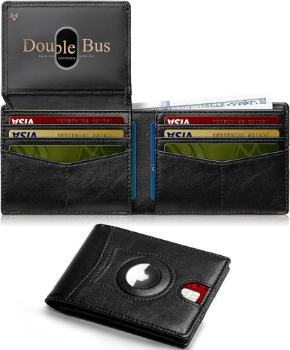 Wallet for Men Slim RFID Blocking Bifold Carbon Fiber,Minimalist Small Compact Front Pocket Credit Card Holder,Thin Mens Leather Wallets Smart Security With 2 ID Windows 1 Cash,Birthday Gifts for Men