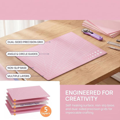A4 Self-Healing Cutting Mat, Double-Sided Craft Mat with Grid Lines, Precision Rotary Cutting Board for Office Desk, Art Craft, Sewing, Hobby, and DIY Projects - 9x12 Inches