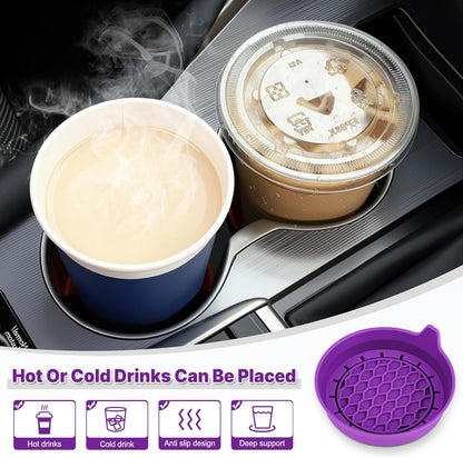 SINGARO Car Cup Holder Coaster, Silicone Cup Holder Insert, Universal Non-Slip Cup Holders, Car Accessories Interior for Women and Man Interior Sets 4 Pack Black