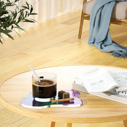 Acrylic Coaster Decorative Plates, Irregular Bar Drink Coaster, Clear Cloud Shape Coffee Cup Coaster, Perfect for Tabletop Protection and Accessories Display.(Gold)