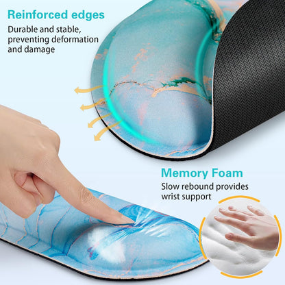 Ergonomic Keyboard Wrist Rest, Mouse Pad with Wrist Rest Anime, Cat Gaming Mousepad with Wrist Support, Memory Foam Wrist Rest Set for Computer Keyboard, Funny Cute Office Desk Accessories