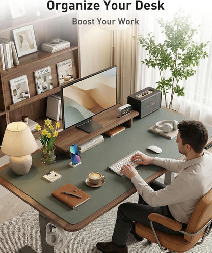 Aothia Non-Slip Waterproof PU Leather Desk Pad Protector for Mouse, Writing Desk, Office, Home, Laptop Blotter, 23.6" x 13.7", Black - Colors A