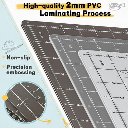 Premium Self Healing Cutting Mat 18'' x 12'', A3 Non-slip Sewing Mat for Quilting, 5-Ply Rotary Cutting Board Double-Sided for Crafts Cutting Fabric Scrapbooking Modeling Projects, Anthracite Gray
