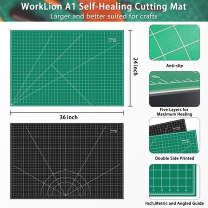 Worklion Self Healing Cutting Mat for Craft-Thickened 18inch x 12inch fabric sewing mat for quilting,rotary cutting, nonslip
