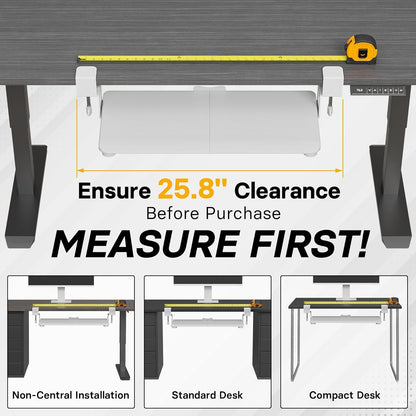 BONTEC KMT01 Under Desk Keyboard Tray, Pull-Out Keyboard & Mouse Platform with C-Clamp, 25.6 x 11.8 in Space-Saving Ergonomic Slide-Out Drawer, White
