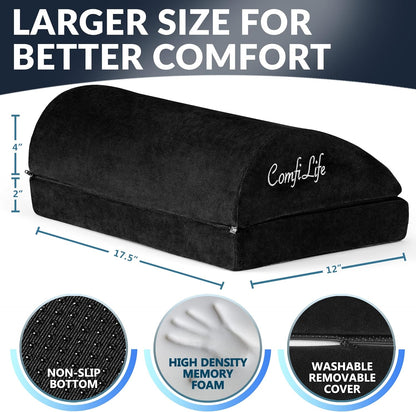 ComfiLife Foot Rest for Under Desk at Work – Adjustable Height Memory Foam Foot Stool for Under Desk, Office Chair & Gaming Chair – Ergonomic Footrest for Back & Hip Pain Relief (Black)