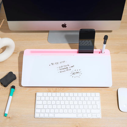 GAROOD Desktop Whiteboard with Storage Desk White Board Desk Board Glass White Board with Stand Home Office Organizer Phone Holder 15.8X7X2 inches