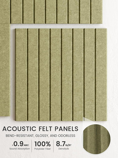 Bumusty Large Cork Board Alternative-48 x 36" Felt Bulletin Board Tiles, with 30 Pushpins, 70 Adhesive Tabs, Fine-Stripe 12-Pack, Cork Boards for Office Push Pin Board Felt Board-Oatmeal