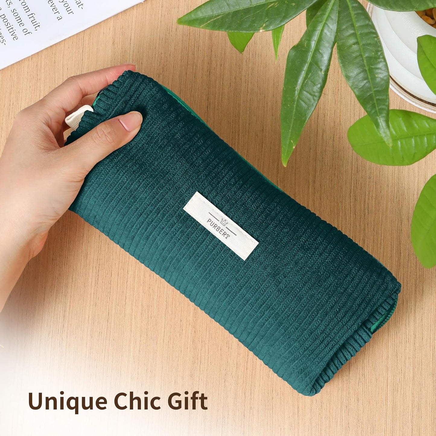 Pencil Bag Pen Case, Soft Corduroy Small Pencil Pouch Organizer with Zipper, Cute Pencil Case Pouch Stationery for Girls and Boys – Apricot